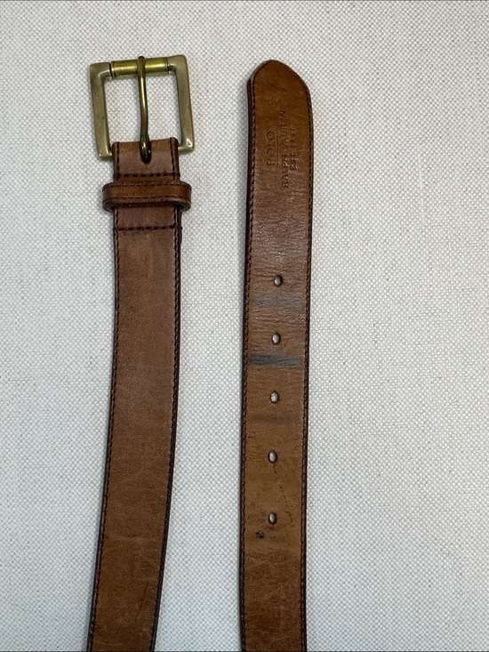 Vintage Polo Ralph Lauren  Brown Leather Belt with Brass Buckle main image 4